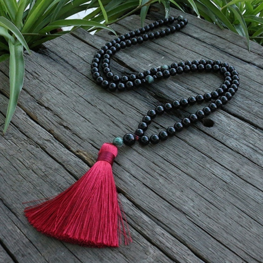 Natural Black Onyx Mala Necklace